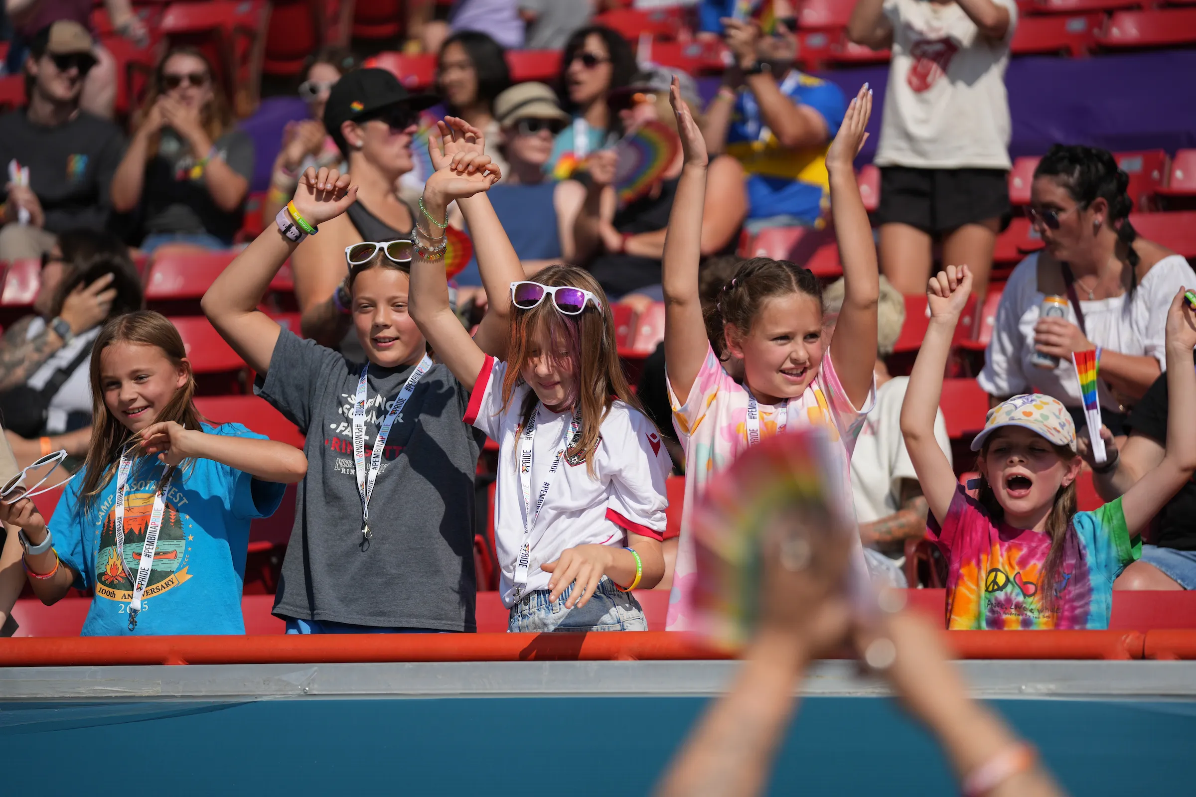 Kids cheering from the bench