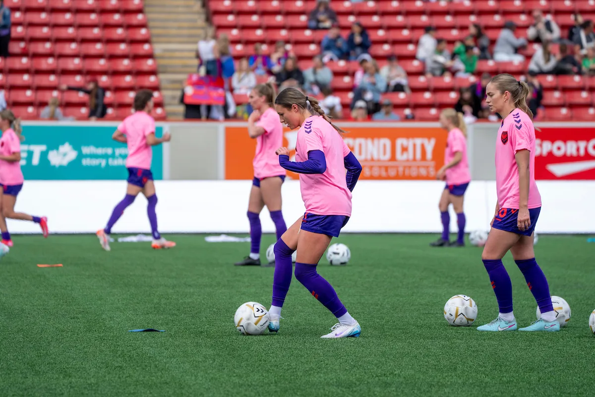 Calgary Wild FC players during practice drills