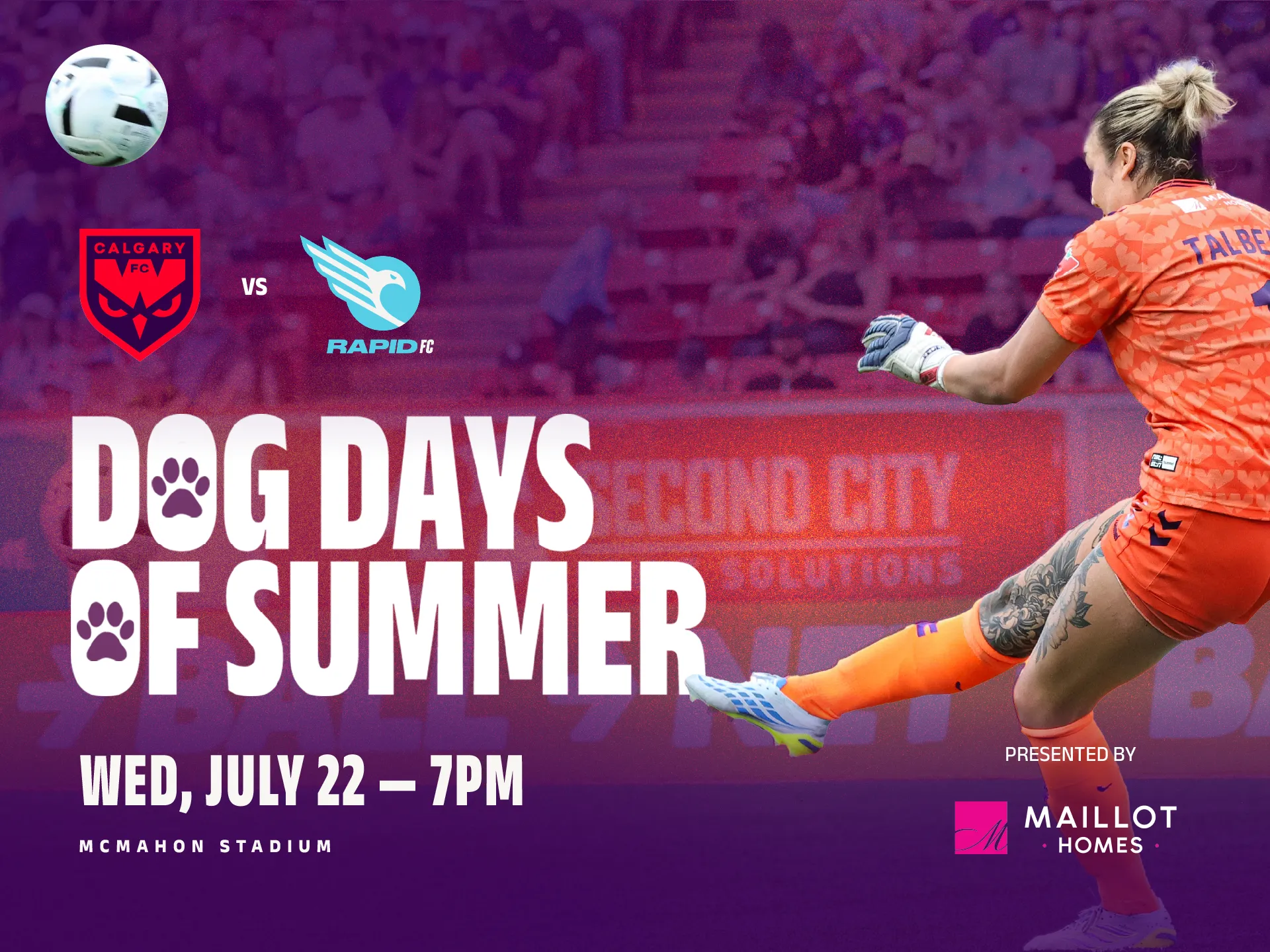 Calgary Wild FC hosts Ottawa Rapid FC for Dog Days of Summer on July 22 at McMahon Stadium