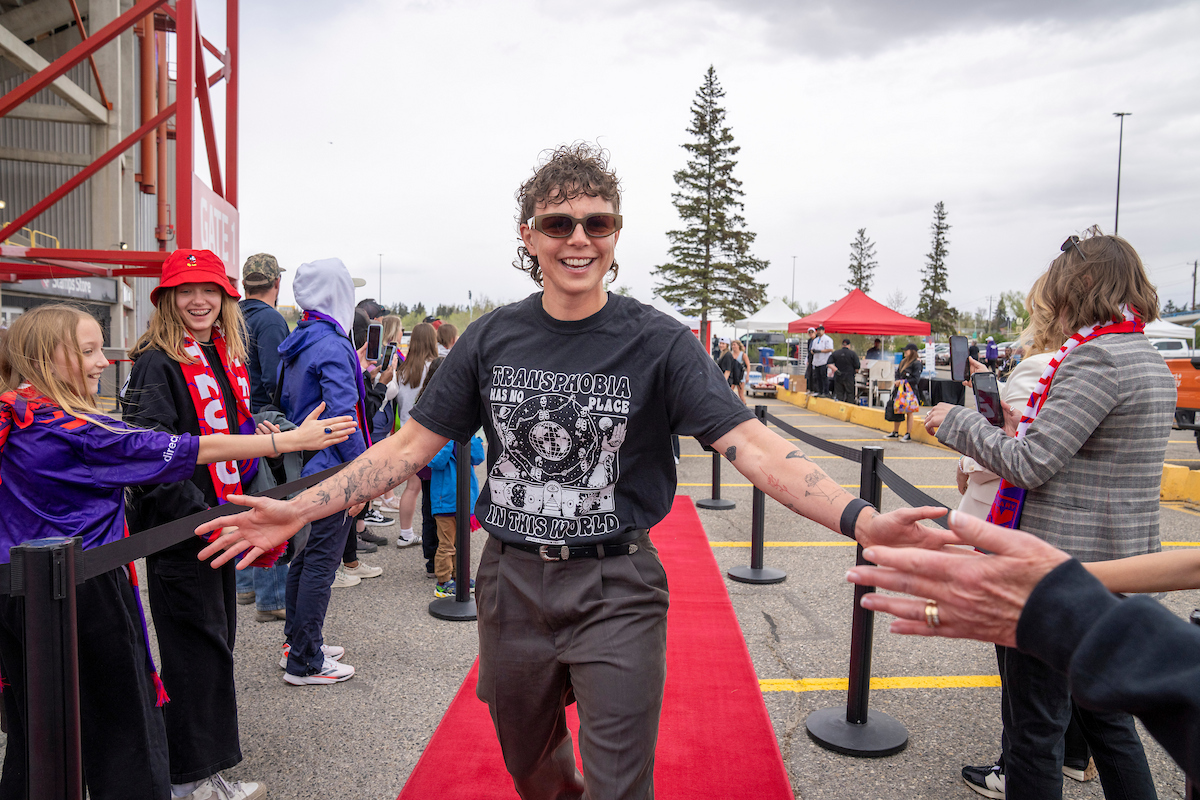 Meikayla Moore on the red carpet at the Wild FC inaugural home opener